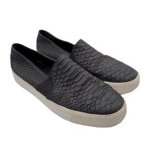 Vince Black Faux Snakeskin Slip On Sneakers Size 8